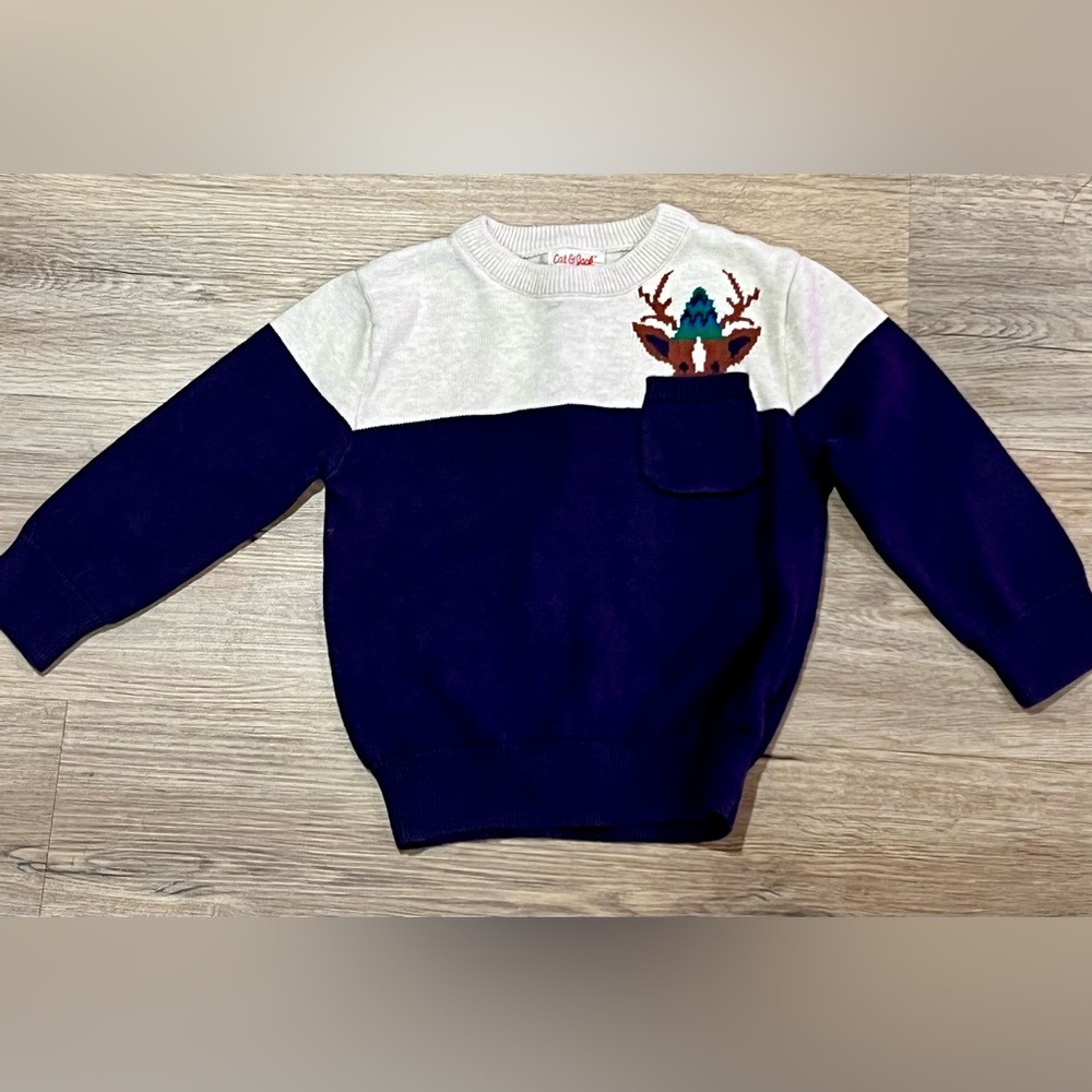 CAT & JACK kids reindeer winter holiday sweater, Size 2T